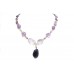Necklace 925 Sterling Silver beads Natural Purple Amethyst Stones P 314